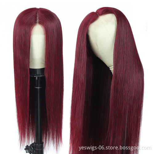 Factory Wholesale 99J 10A Grade Silky Straight Raw Virgin Cuticle Aligned 13x4 Brazilian Human Hair Wig